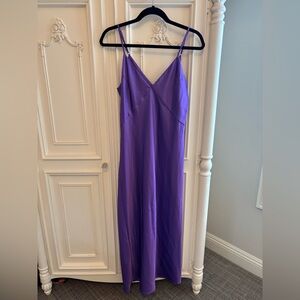 Purple Satin Dress with Slit